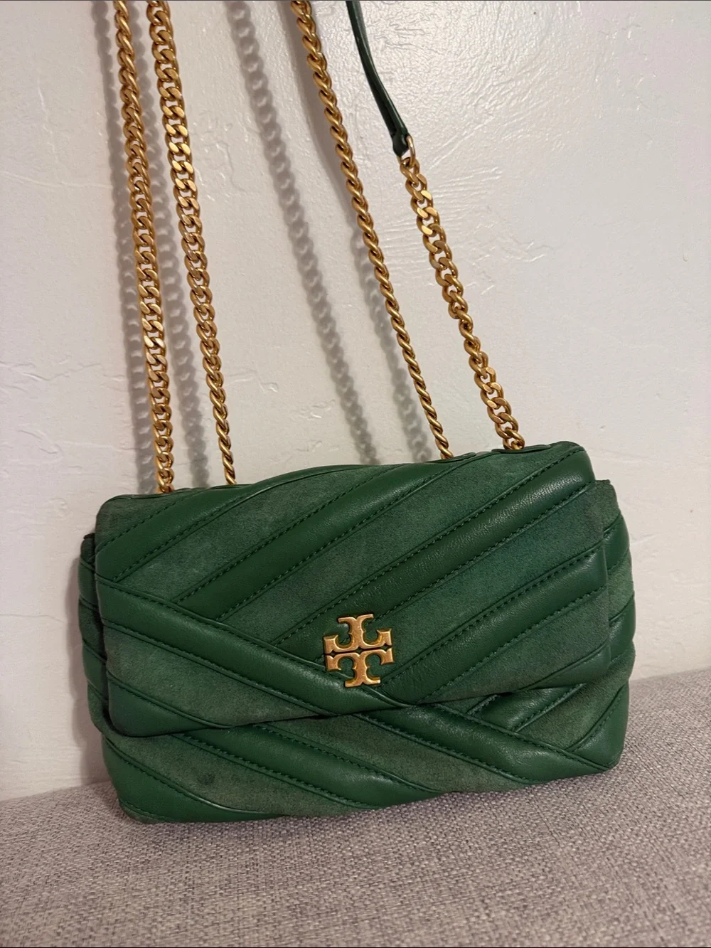 Tory Burch Emerald Green Quilted Chain Crossbody